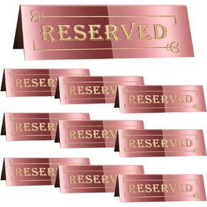 DI QIU REN 10PCS Reserved Table Signs, Acrylic Guest Reservation Table Tents Sign, Waterproof Gold Double-Sided Reserved Seat Signs, Reserve Signs for Wedding Birthday Party Restaurants Meeting