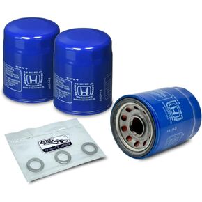 Bundle 3 PCS NEW Genuine OEM 15400-PLM-A02 Engine Oil Filter + 4STEED MOTORS 94109-14000 Drain Plug Gasket Compatible with Honda Acura - Accord CR-V Civic Fit Pilot