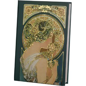 Fancy Notebook for Women, Gilded Journal Hardcover, 256 Full Color Pages, 5x7 Small Beautiful Journal, Alphonse Mucha Night's Rest, Art Gift for Her Personal Journal.