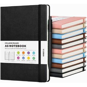6 Pack Journal Notebooks for Work with 6 Pens, A5 Hardcover Notebook，Business Notebooks Bulk, College Ruled Notebook for Men, Leather Journal for Writing, 160 Pages, 100GSM Thick Paper (5.7" x 8.3")