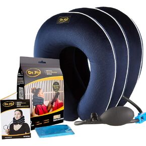 Dr Fix Cervical Neck Traction Device for Instant Neck Pain Relief at Home | Elastic Band (Dark Blue, 12-17)