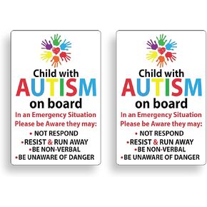 Child with Autism on Board Sticker, Autism Awareness Decal Pack of 2 Sticker for Toddlers, Waterproof Stickers for Car Truck SUV Van Window Sticker (6"X4" Inches) ST – 008
