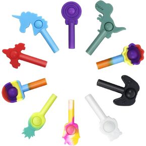 Fun and Colorful Fidget Pencil Toppers - Stress Relief Sensory Pack with Push Bubble Fidget Toys - Perfect for Boys and Girls with Autism and Anxiety (10PCS)