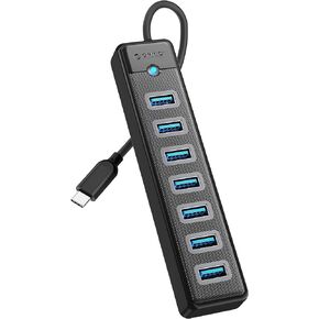 7-Port USB 3.0 Hub with 5.9 Inch Cable, ORICO Ultra-Slim Data USB Splitter, 5Gbps Data Transfer for Laptop, PC, MacBook, Mac Pro, Mac Mini, iMac, XPS, Xbox, Flash Drive and More USB Devices