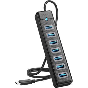 موزع USB 3.0 ذو 7 منافذ مع كابل طويل 39.37 بوصة، مقسم USB للبيانات فائق النحافة من ORICO، نقل بيانات بسرعة 5 جيجابت في الثانية لأجهزة الكمبيوتر المحمول، الكمبيوتر الشخصي، MacBook، Mac Pro، Mac Mini، iMac، XPS، Xbox، محرك أقراص فلاش والمزيد من أجهزة USB