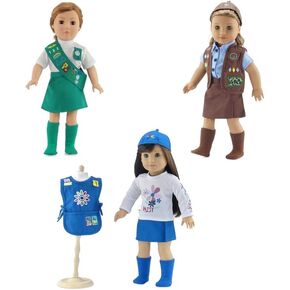 Emily Rose Doll Clothes | Value Pack - 3 18-inch Doll Girl Scout Inspired Modern Uniforms, Including Daisy, Brownie and Junior Scout Outfits | Compatible with 18" American Girl Dolls in Kuwait