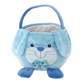 Easter Eggs Basket - 3D Cute Plush Empty Bucket with Foldable Ears - Perfect for Girls & Boys Easter Egg Hunts - easter baskets for kids (2024 blue)