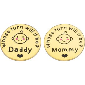 Fun New Parents Decision Coin Gifts for Mom Dad Baby Shower First Time Mommy Daddy to Be Newborn Baby Gift Pregnancy Birthday Fathers Mothers Day Christmas for Women Men Coin Present Double Sided