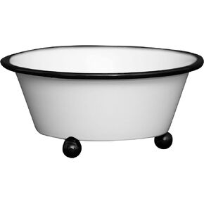 Foreside Home & Garden White Metal Black Rim with Ball Feet Decorative Storage Trinket Dish