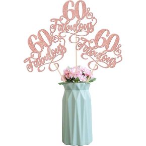 12 Pack 14th Birthday Centerpiece Sticks Assembled Glitter 14 & Fabulous Birthday Table Flower Centerpiece Sticks for Cheers to 14 Years Old Birthday Theme Party Supplies Rose Gold