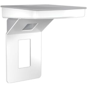 Sanus Made for Google Small Device Outlet Shelf in White & Fog Grey - Holds Small Electronics Up to 8lbs w/Built-in Cord Storage - Includes Both Standard & Decora Outlet Faceplates - Easy DIY Install
