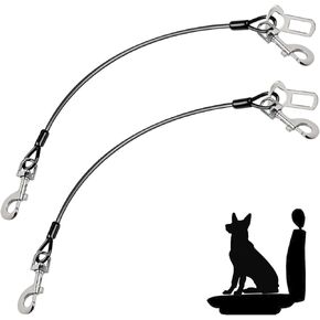 BamLue Dog Harness,2 Pack Dog Coated Wire Leash Safety Restraint,No Chew Tether Cable Dog Accessories,Double Clips & Latch ((Black, 24 inch/60 CM)