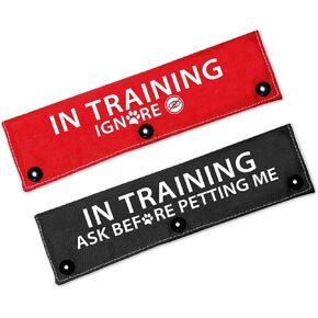 Humorous Dog Leash Sleeve in Training Ignore, Fun Dog Leash Wrap with Alert Design - Includes Red and Black 2 Sleeves for Pet Birthday Gift (in Training-Sleeve)