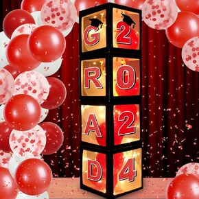 ديكورات حفلات التخرج من AOKE 2023 صناديق بالونات للخريجين، 4 قطع من صناديق البالونات السوداء لحفلات التخرج مع التخرج، فخور جدًا بحرف أسود، فئة 2023 من مستلزمات حفلات التخرج المدرسية