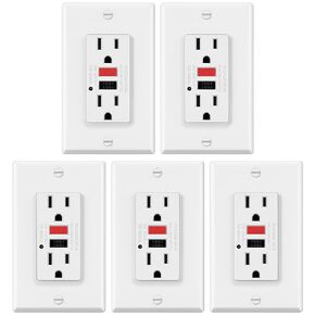 ELECTECK 30 Pack GFCI Outlets 15 Amp, Non-Tamper Resistant, Decor GFI Receptacles with LED Indicator, Ground Fault Circuit Interrupter, Wallplate Included, ETL Listed, White