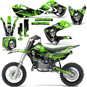 MX Dirt Bike Graphics kit Sticker Decal Compatible with Kawasaki KLX110 KX65 2002-2009 - Reaper Green