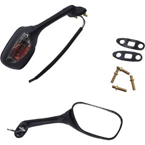 Black Rear View Mirrors Smoke Turn Signals Replacement for Suzuki GSXR 600 750 1000 2001-2016,Dose Not Apply