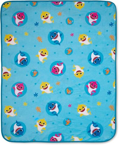 بطانية بيبي شارك الدافئة والقطيفة - مريحة للغاية لطفلك الصغير، باللون الأزرق in Kuwait