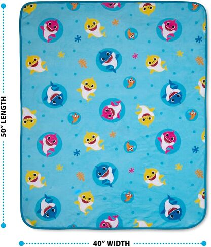 بطانية بيبي شارك الدافئة والقطيفة - مريحة للغاية لطفلك الصغير، باللون الأزرق in Kuwait