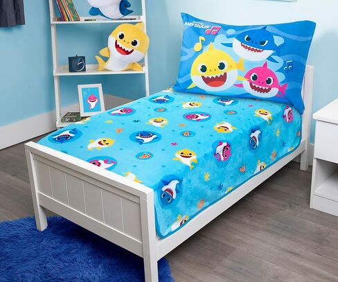 بطانية بيبي شارك الدافئة والقطيفة - مريحة للغاية لطفلك الصغير، باللون الأزرق in Kuwait