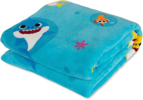 بطانية بيبي شارك الدافئة والقطيفة - مريحة للغاية لطفلك الصغير، باللون الأزرق in Kuwait
