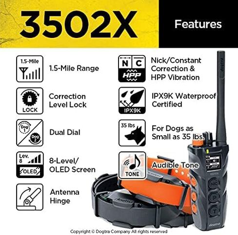 Dogtra 3502X Long Range IPX9K Waterproof 1.5-Mile 2-Dog Expandable Dual DIAL Remote Dog Training E-Collar for Professionals Competition and Working Dog Trainers in Saudi Arabia