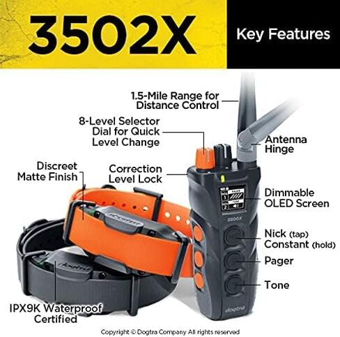 Dogtra 3502X Long Range IPX9K Waterproof 1.5-Mile 2-Dog Expandable Dual DIAL Remote Dog Training E-Collar for Professionals Competition and Working Dog Trainers in Saudi Arabia