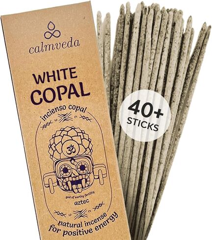White Copal Incense Sticks Mexico - (40+ Sticks) Thick, Natural Resin Incense & Clean Charcoal Free Made from Upcycled Flowers | Sweet Smelling Spiritual Incense for Purification (Incienso De Copal) in Saudi Arabia
