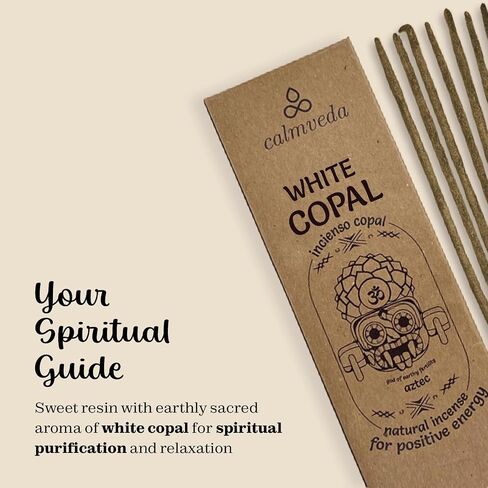 White Copal Incense Sticks Mexico - (40+ Sticks) Thick, Natural Resin Incense & Clean Charcoal Free Made from Upcycled Flowers | Sweet Smelling Spiritual Incense for Purification (Incienso De Copal) in Saudi Arabia