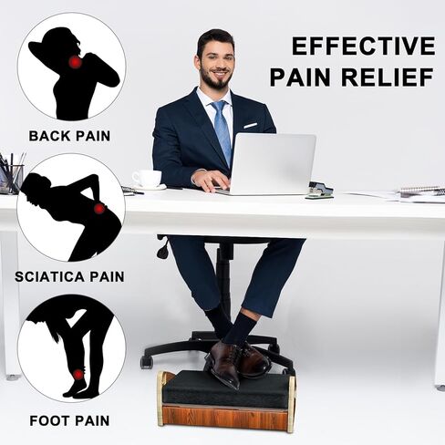 Upgraded Wooden Foot Rest for Under Desk at Work – 4 Adjustable Heights under desk foot rest for office with Memory Foam Cover, Ergonomic Foot Stool Footrest for Home Office Supplies, Desk Accessories in Kuwait