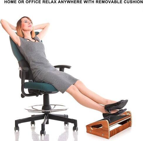 Upgraded Wooden Foot Rest for Under Desk at Work – 4 Adjustable Heights under desk foot rest for office with Memory Foam Cover, Ergonomic Foot Stool Footrest for Home Office Supplies, Desk Accessories in Kuwait