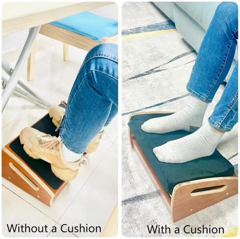 Upgraded Wooden Foot Rest for Under Desk at Work – 4 Adjustable Heights under desk foot rest for office with Memory Foam Cover, Ergonomic Foot Stool Footrest for Home Office Supplies, Desk Accessories in Kuwait