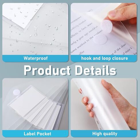 100 Pcs Binder Pocket for 3 Ring Plastic Binder Folders 11 Holes Clear Poly Binder Envelope with Hook and Loop Closure for 2/3/4 Ring Document Pouch with Label Letter Size Office in Saudi Arabia