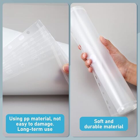 100 Pcs Binder Pocket for 3 Ring Plastic Binder Folders 11 Holes Clear Poly Binder Envelope with Hook and Loop Closure for 2/3/4 Ring Document Pouch with Label Letter Size Office in Saudi Arabia