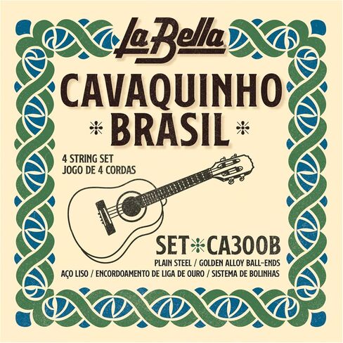 La Bella CA300B CAVAQUINHO - وتر جيتار من الفولاذ العادي من الفولاذ البرازيلي ذو أطراف كروية ذهبية in Saudi Arabia