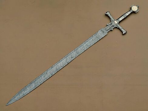 Handmade King Solomon Sword with Leather Sheath | Damascus Steel King Solomon Sword in Saudi Arabia