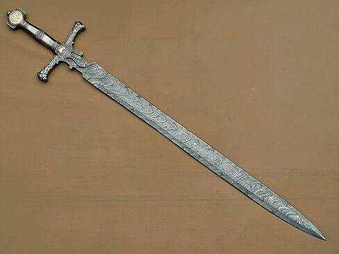 Handmade King Solomon Sword with Leather Sheath | Damascus Steel King Solomon Sword in Saudi Arabia