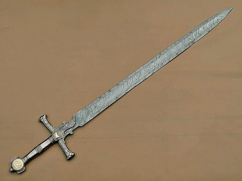 Handmade King Solomon Sword with Leather Sheath | Damascus Steel King Solomon Sword in Saudi Arabia