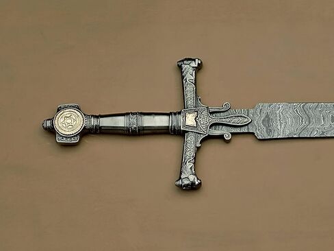 Handmade King Solomon Sword with Leather Sheath | Damascus Steel King Solomon Sword in Saudi Arabia