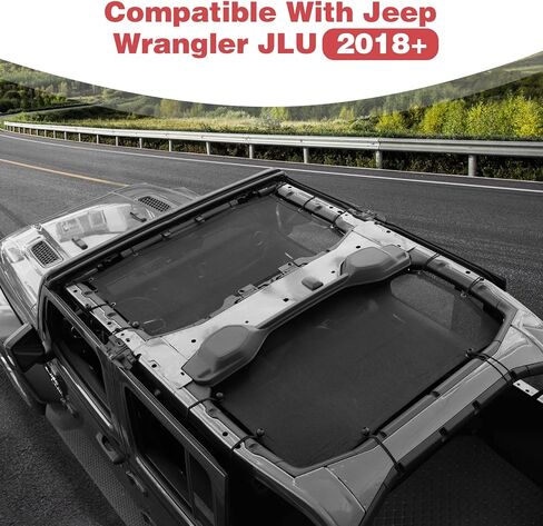 لمظلة السقف Jeep JL، مظلة بيكيني علوية شبكية JLU متوافقة مع Jeep Wrangler JL JLU Gladiator JT 2018-2024 ملحقات خارجية سوداء بأربعة أبواب in Saudi Arabia
