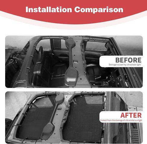 لمظلة السقف Jeep JL، مظلة بيكيني علوية شبكية JLU متوافقة مع Jeep Wrangler JL JLU Gladiator JT 2018-2024 ملحقات خارجية سوداء بأربعة أبواب in Saudi Arabia