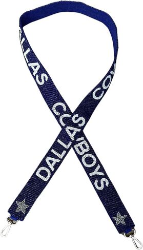 Texas Beaded Purse Strap for Pro Football Fans | 1.5" x 49" Blue and Silver Stars Attach to Clear Stadium Purse in Saudi Arabia