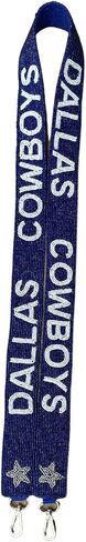 Texas Beaded Purse Strap for Pro Football Fans | 1.5" x 49" Blue and Silver Stars Attach to Clear Stadium Purse in Saudi Arabia