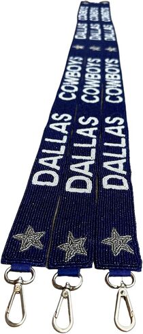 Texas Beaded Purse Strap for Pro Football Fans | 1.5" x 49" Blue and Silver Stars Attach to Clear Stadium Purse in Saudi Arabia