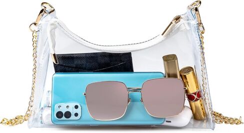 Clear Purse for Women Stadium Approved,PVC Clear Crossbody Bag for Concert Event Work Festival in Saudi Arabia