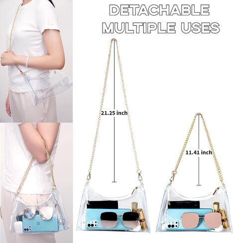 Clear Purse for Women Stadium Approved,PVC Clear Crossbody Bag for Concert Event Work Festival in Saudi Arabia