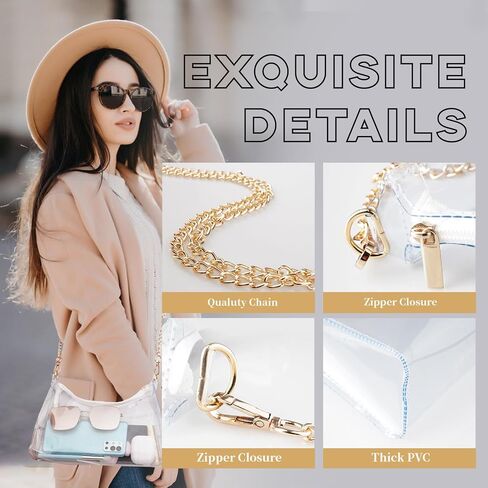 Clear Purse for Women Stadium Approved,PVC Clear Crossbody Bag for Concert Event Work Festival in Saudi Arabia