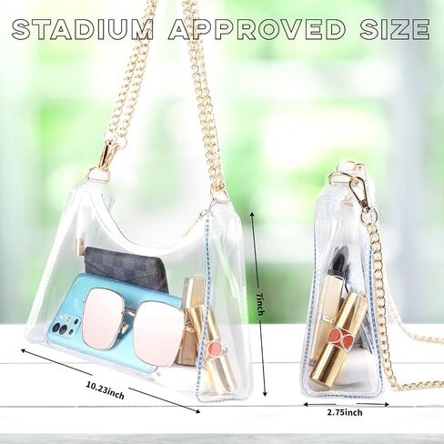 Clear Purse for Women Stadium Approved,PVC Clear Crossbody Bag for Concert Event Work Festival in Saudi Arabia