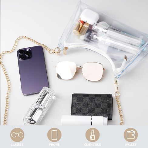 Clear Purse for Women Stadium Approved,PVC Clear Crossbody Bag for Concert Event Work Festival in Saudi Arabia