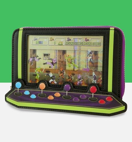 Loungefly Teenage Mutant Ninja Turtles 40th Anniversary Vintage Arcade Lenticular Zip Around Wallet in Saudi Arabia